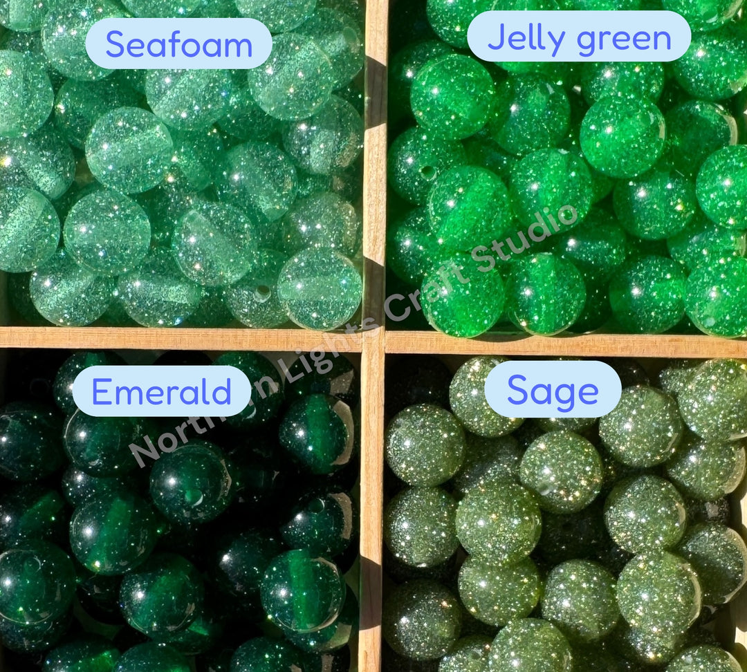 Glitter Dust 16mm High Quality Resin Beads - 20 Pcs.