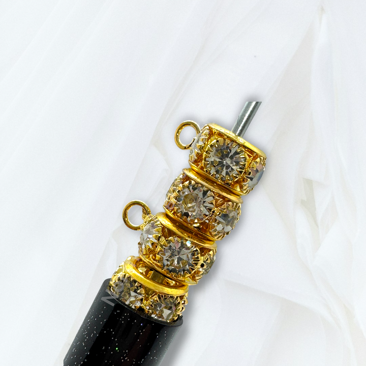 10mm Metal Alloy Spacer Bail Bead with Rhinestones - 10 pc.