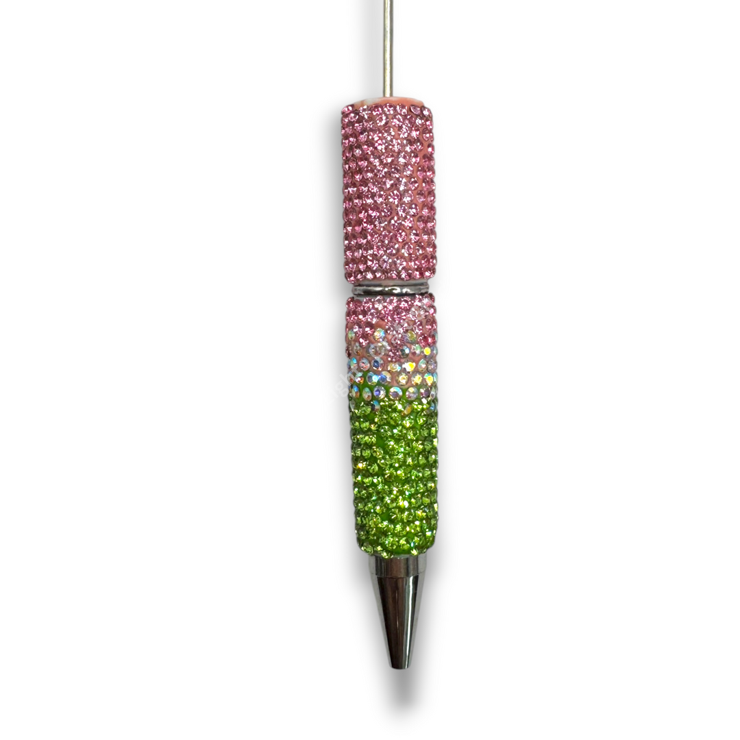 Pink and Green Theme Rhinestone Beadable Pens - 1pc.