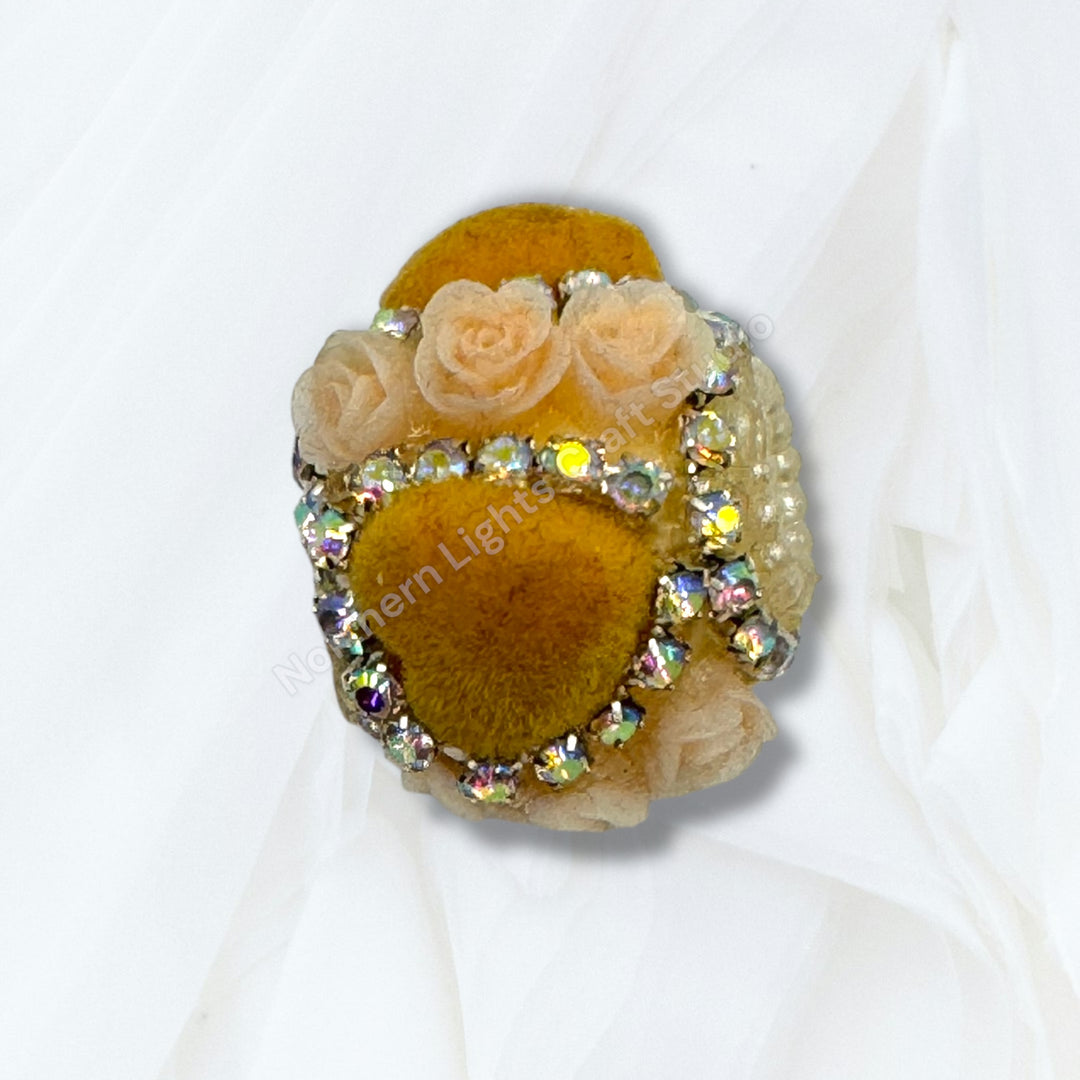 Fancy Velvet Heart and Flower Bead - 10pc.  mix