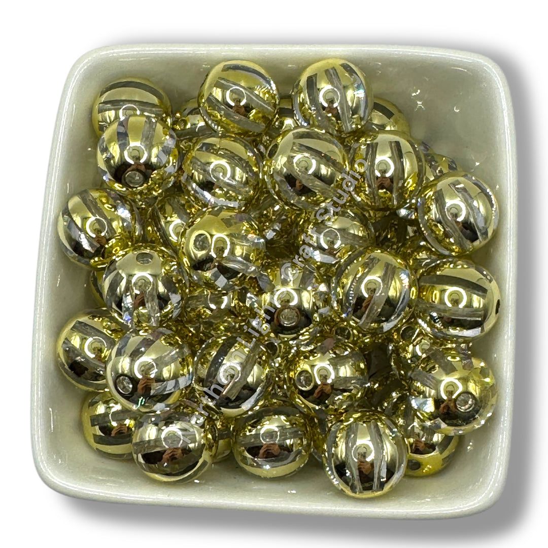 Shiny Striped 16mm Acrylic Beads - 20 pc.