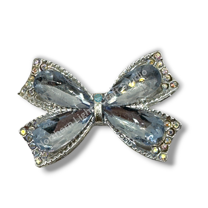 Fancy Large Metal and Crystal Bow Beads - 1pc.