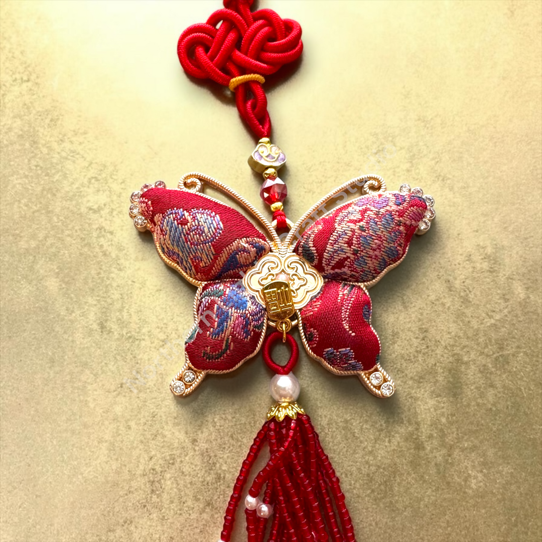 Song Brocade Long Butterfly Keychain / Decorative Hanging Charm