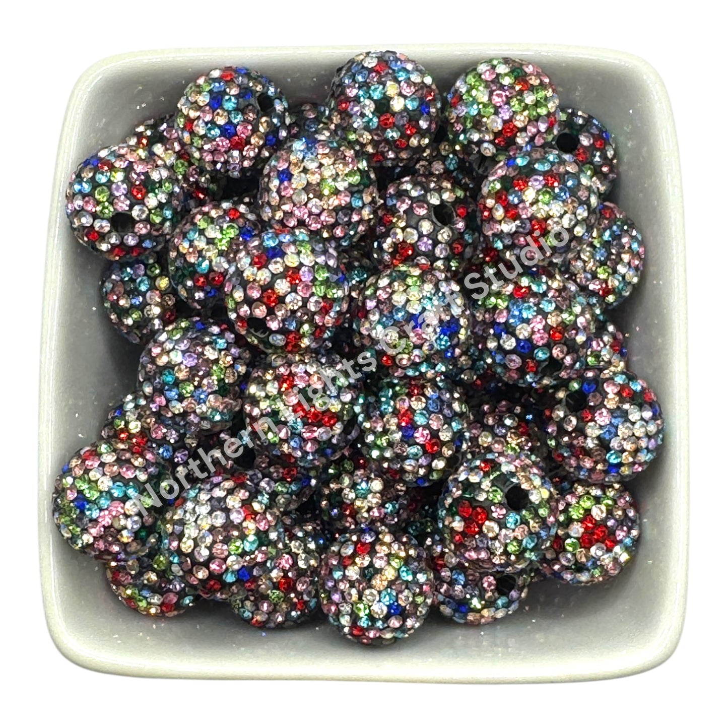 Multi Color Rhinestone Beads-16mm - 10pc.