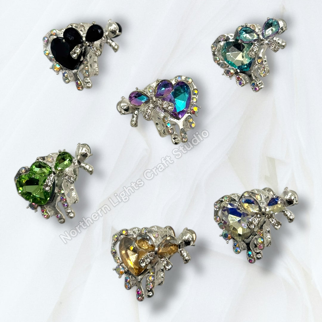 Metal Alloy Heart and Bow Bead