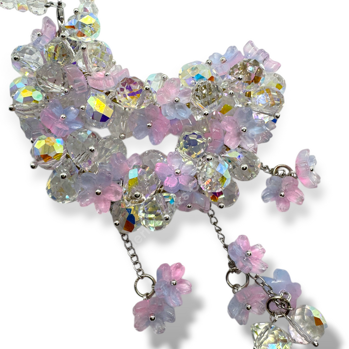 AB And Purple Pink Ombre Flower Crystal Moon Suncatcher Car Charm