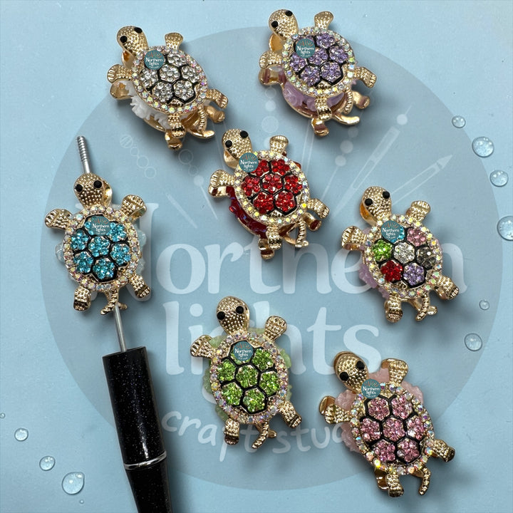 Rhinestone Double Sided Turtle Fancy Bead - READ DESCRIPTION
