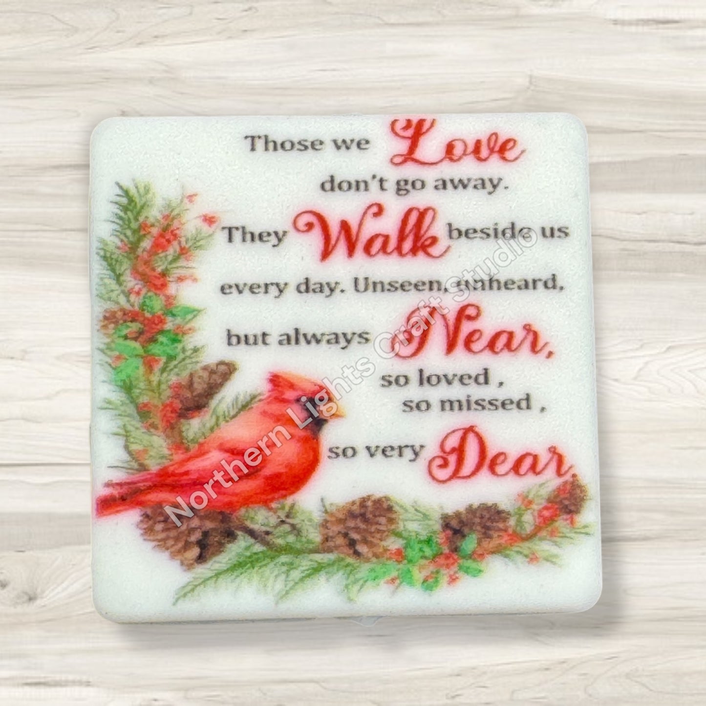 Printed Red Cardinal Focal Beads - 1pc.