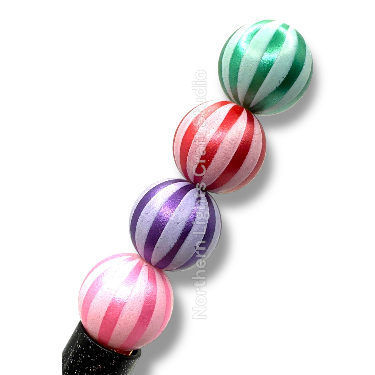 Frosted Pumpkin Stripe Beads -16mm - 20pc