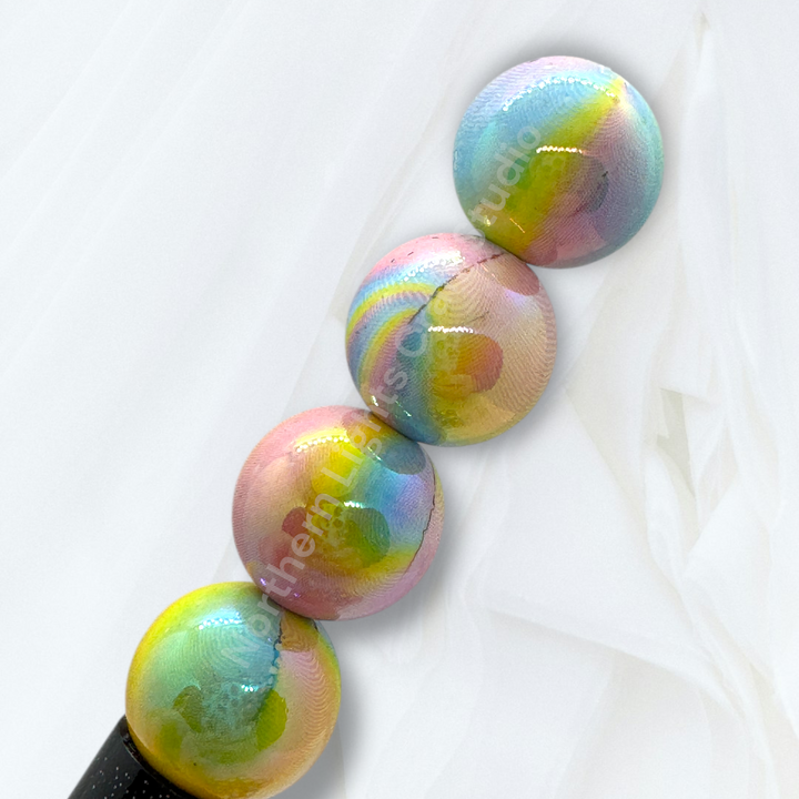 Easter Swirl Rainbow UV Printed 16mm Beads - 20pc.