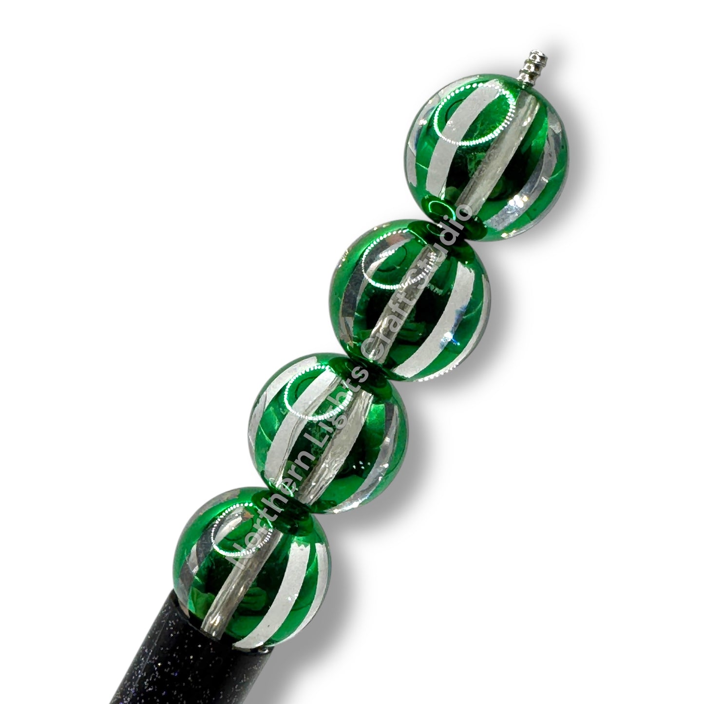 Shiny Striped 16mm Acrylic Beads - 20 pc.