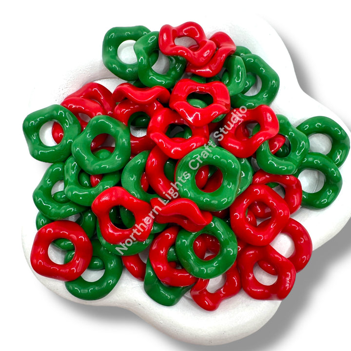Christmas Wavy Spacer 16mm Mix of 50 pcs.
