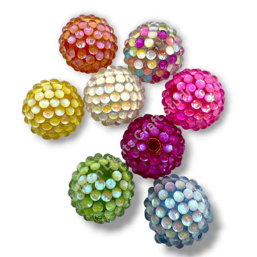 Glass Bubble 20mm Acrylic Base  Fancy Beads - 9pc.