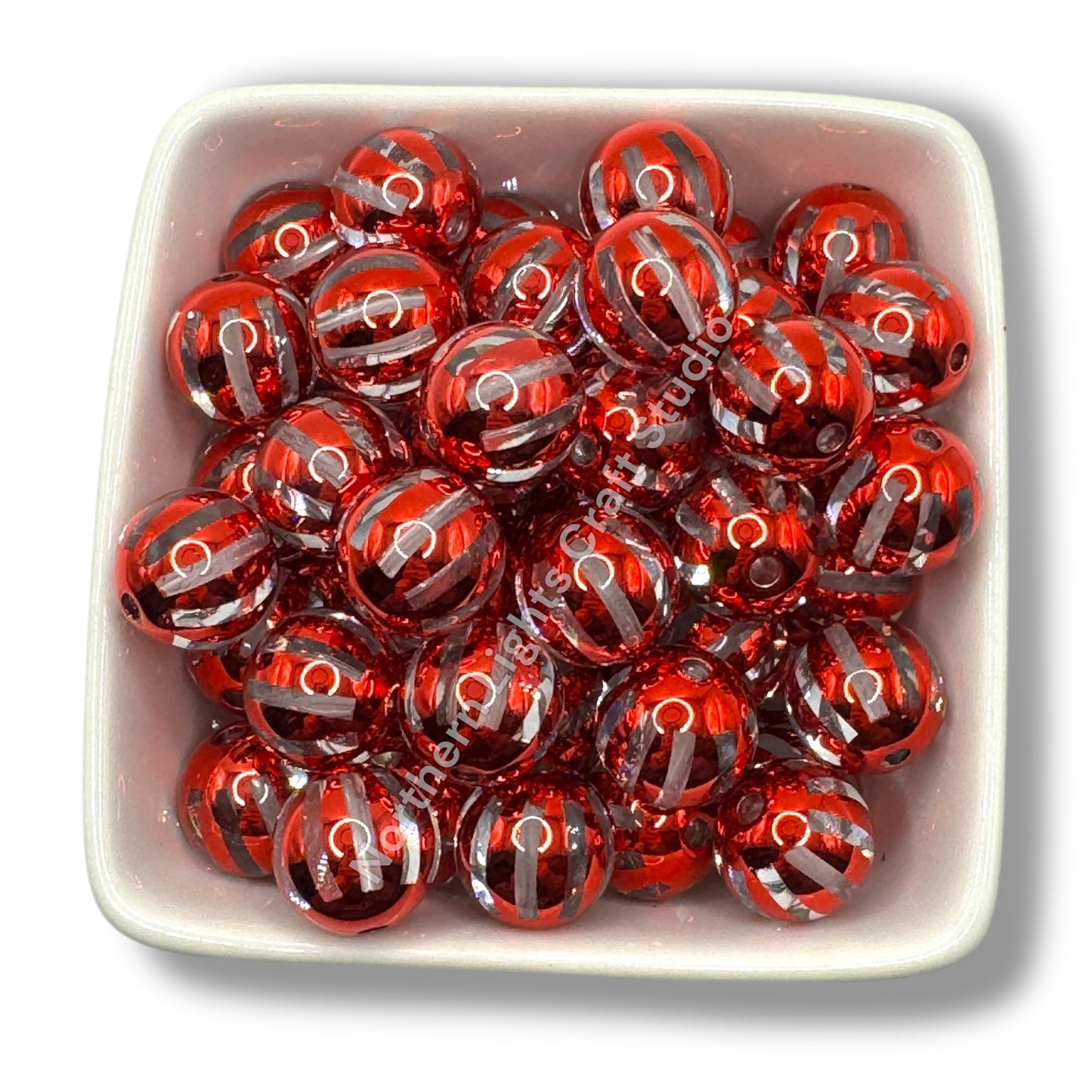 Shiny Striped 16mm Acrylic Beads - 20 pc.