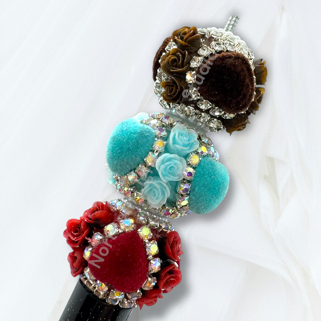 Fancy Velvet Heart and Flower Bead - 10pc.  mix
