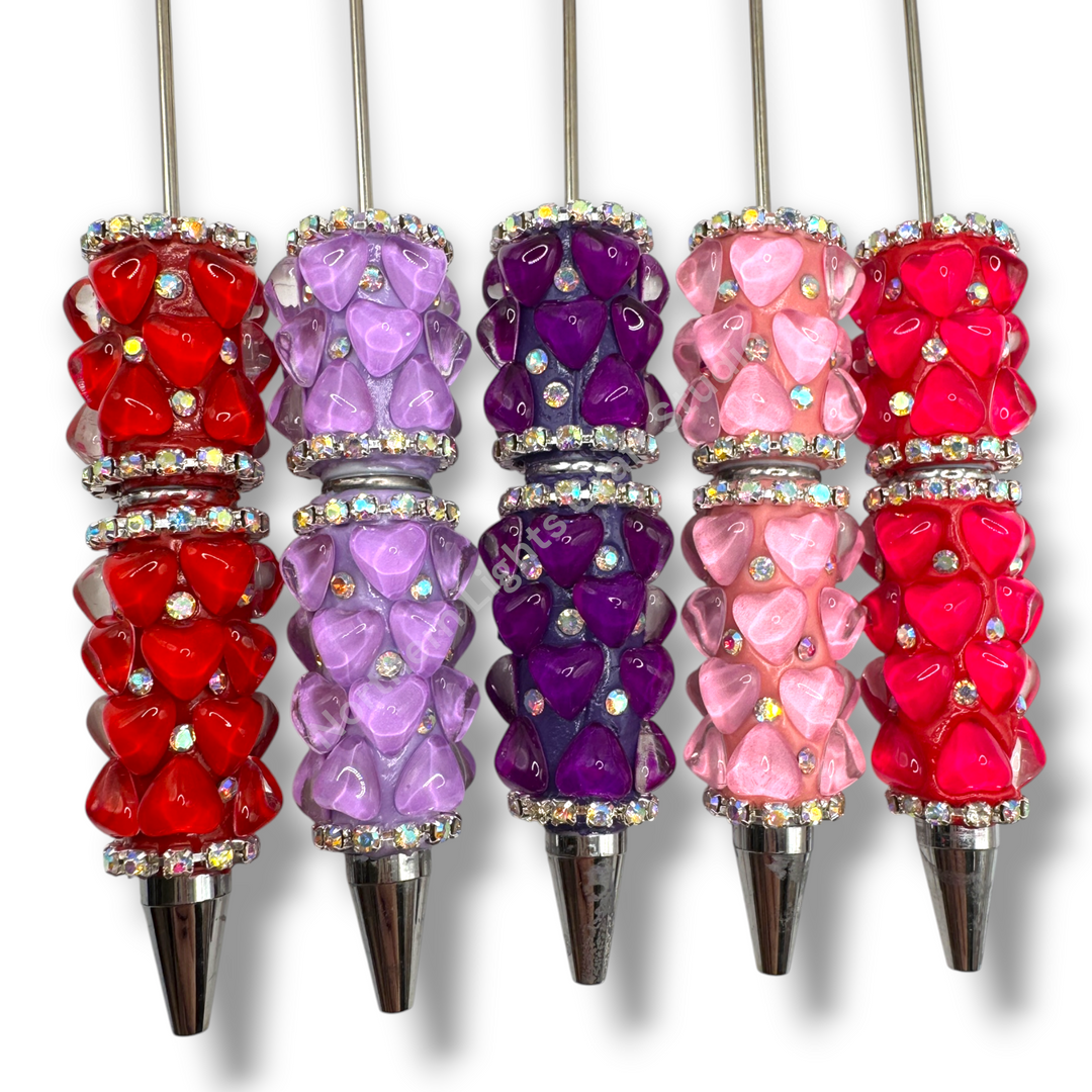 Beadable Jelly Neon Glass Heart Fancy Bling Rhinestone Pen