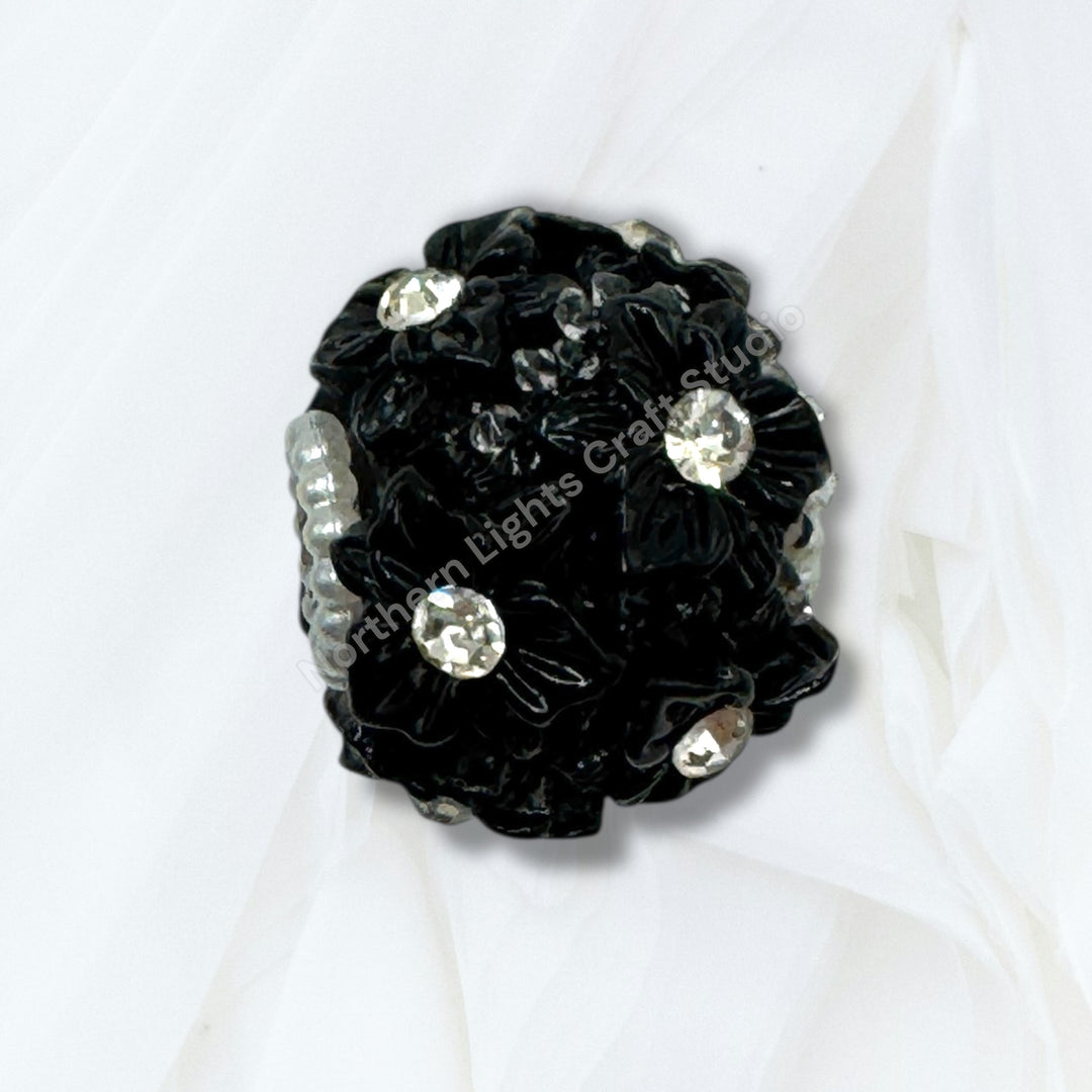 Flower Charm Fancy Bead With Rhinestone Accents -10pc. Mix