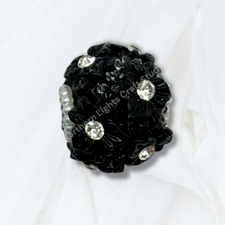 Flower Charm Fancy Bead With Rhinestone Accents -10pc. Mix