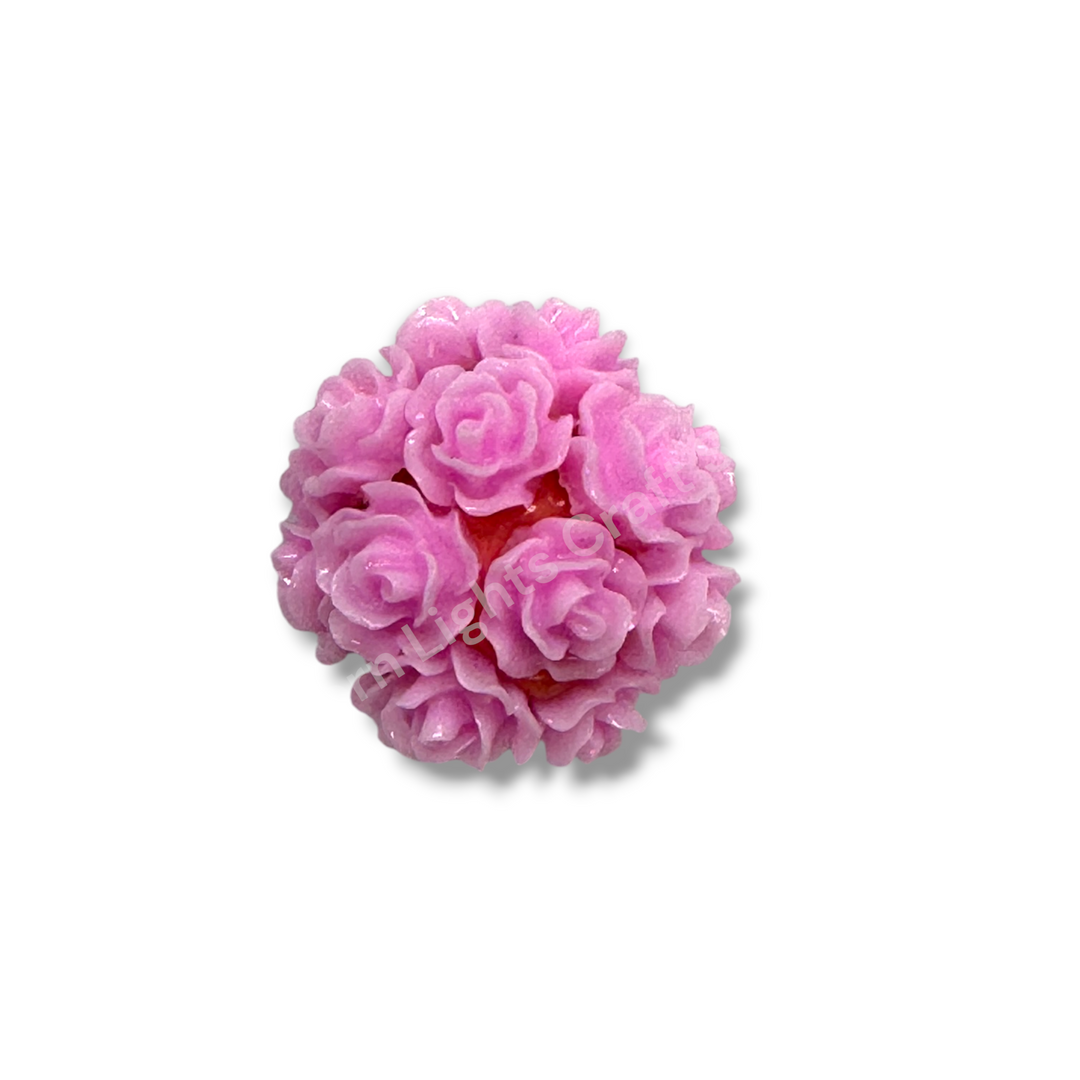 Bright Flower Beads with Rhinestone Accents 16mm - 2pc. - Choose Color
