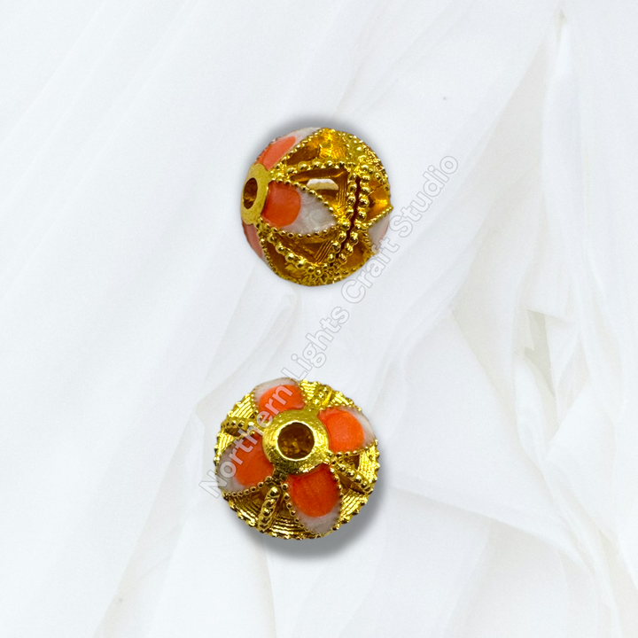 Copper Base Gold Plated Enamel Lotus Petal 10mm Beads - 10pcs.