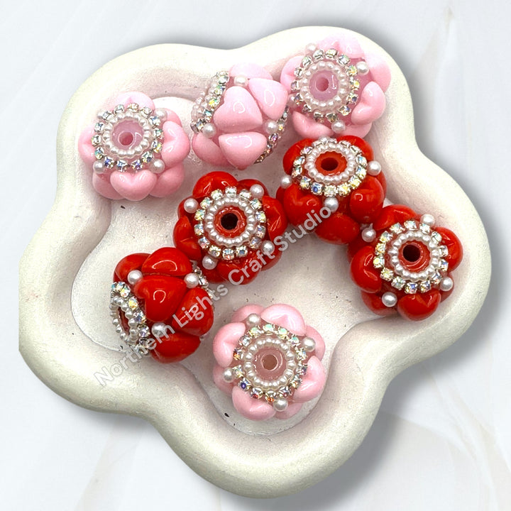 Acrylic Heart Charm Bead -2pc.
