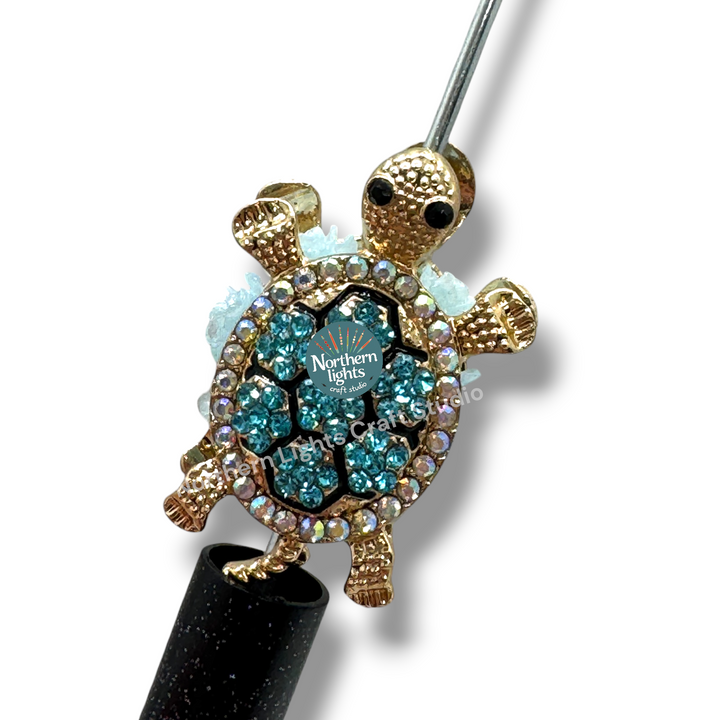 Rhinestone Double Sided Turtle Fancy Bead - READ DESCRIPTION