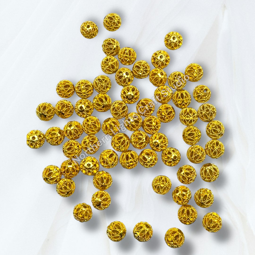 Metal Filigree Copper Base 10mm Beads- Fits Pen -5pc.