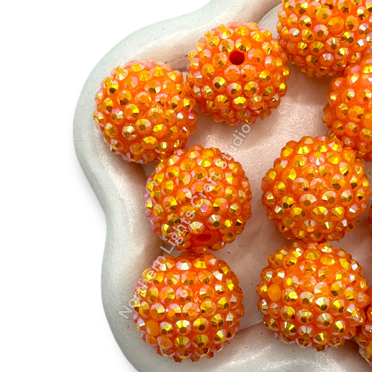 Orange AB 20mm Acrylic Rhinestone Bubblegum Beads - 10pc.
