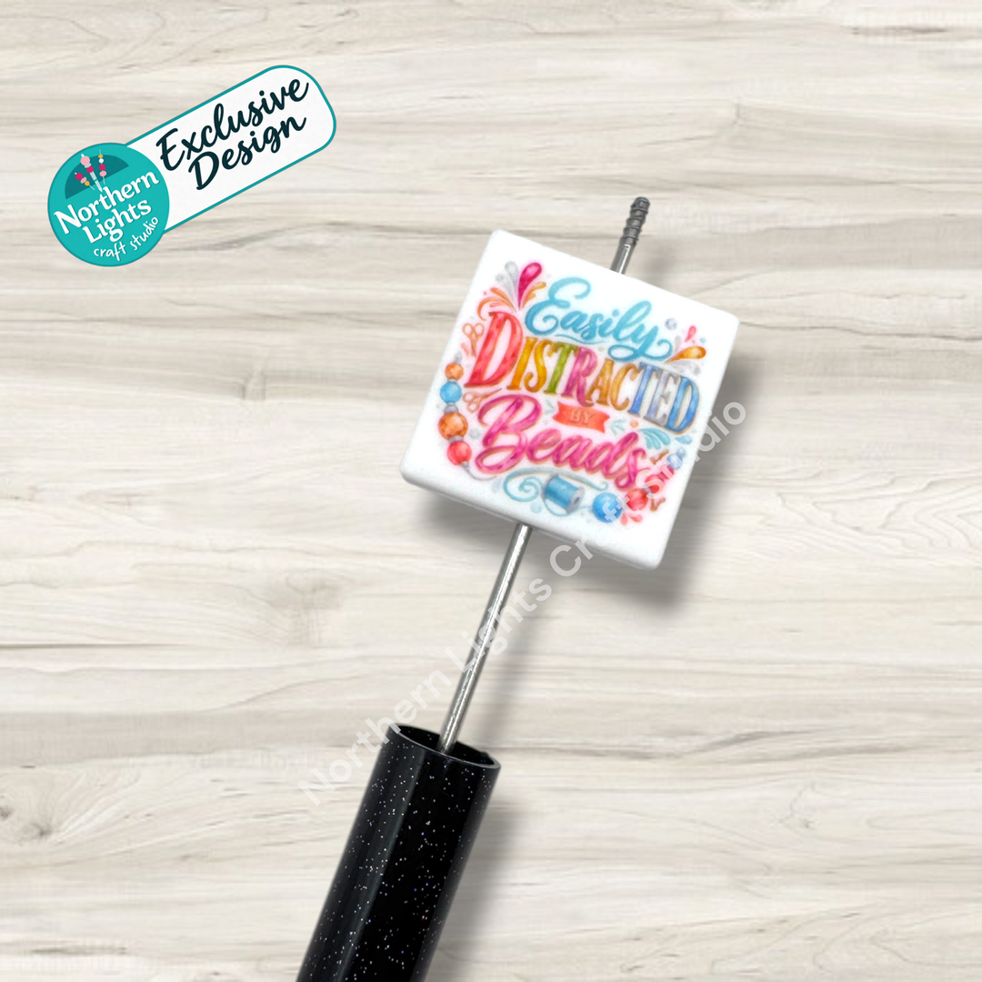 Easily Distracted by Beads Printed Silicone Focal - Exclusive Design!