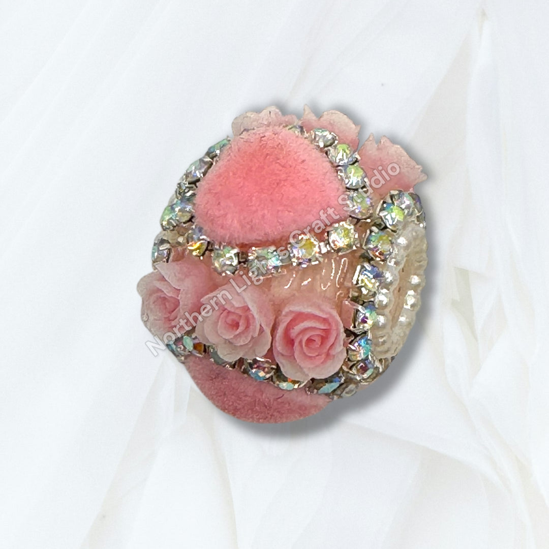 Fancy Velvet Heart and Flower Bead - 10pc.  mix