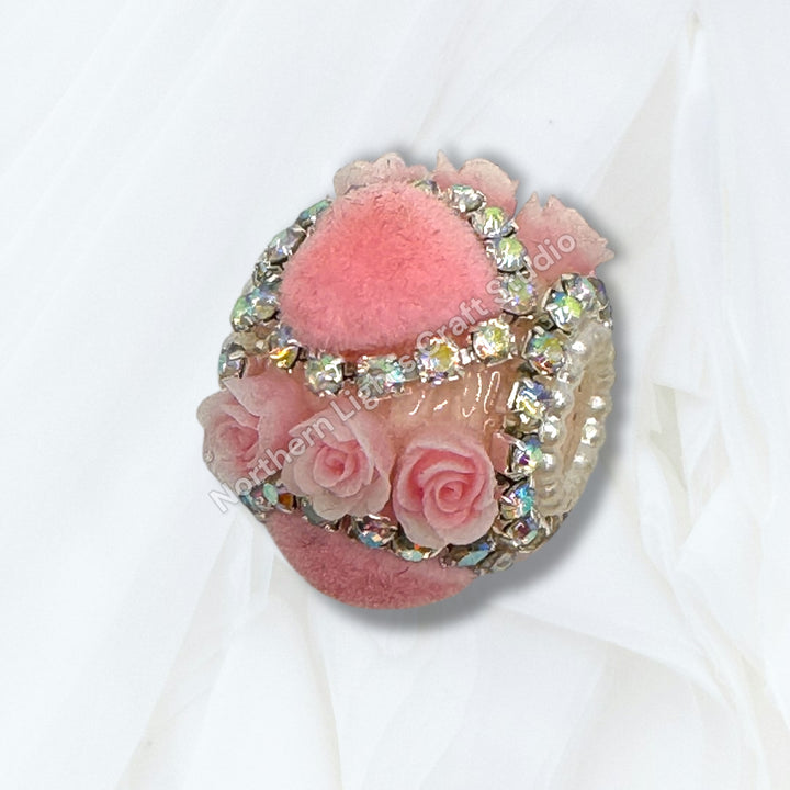Fancy Velvet Heart and Flower Bead - 10pc.  mix