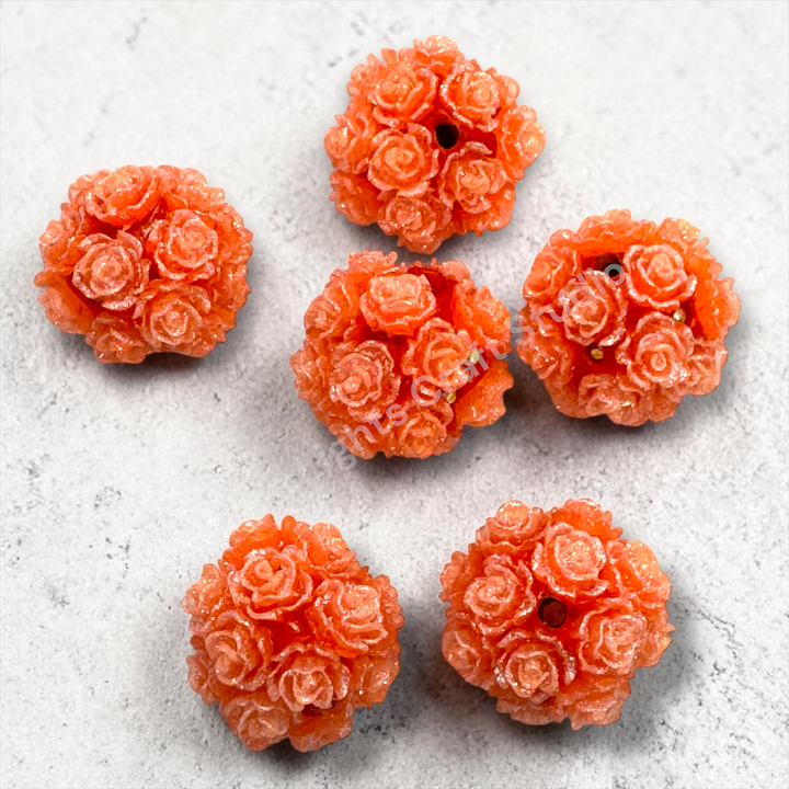 Bright Flower Beads with Rhinestone Accents 16mm - 2pc. - Choose Color