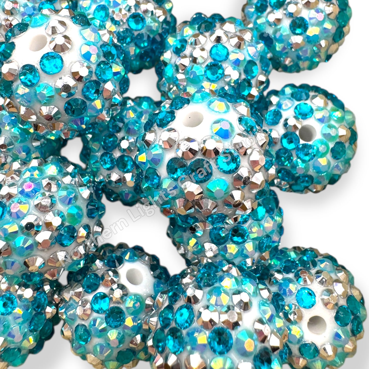 Multicolor Confetti 20mm Acrylic Rhinestone Bubblegum Beads - 10pc.