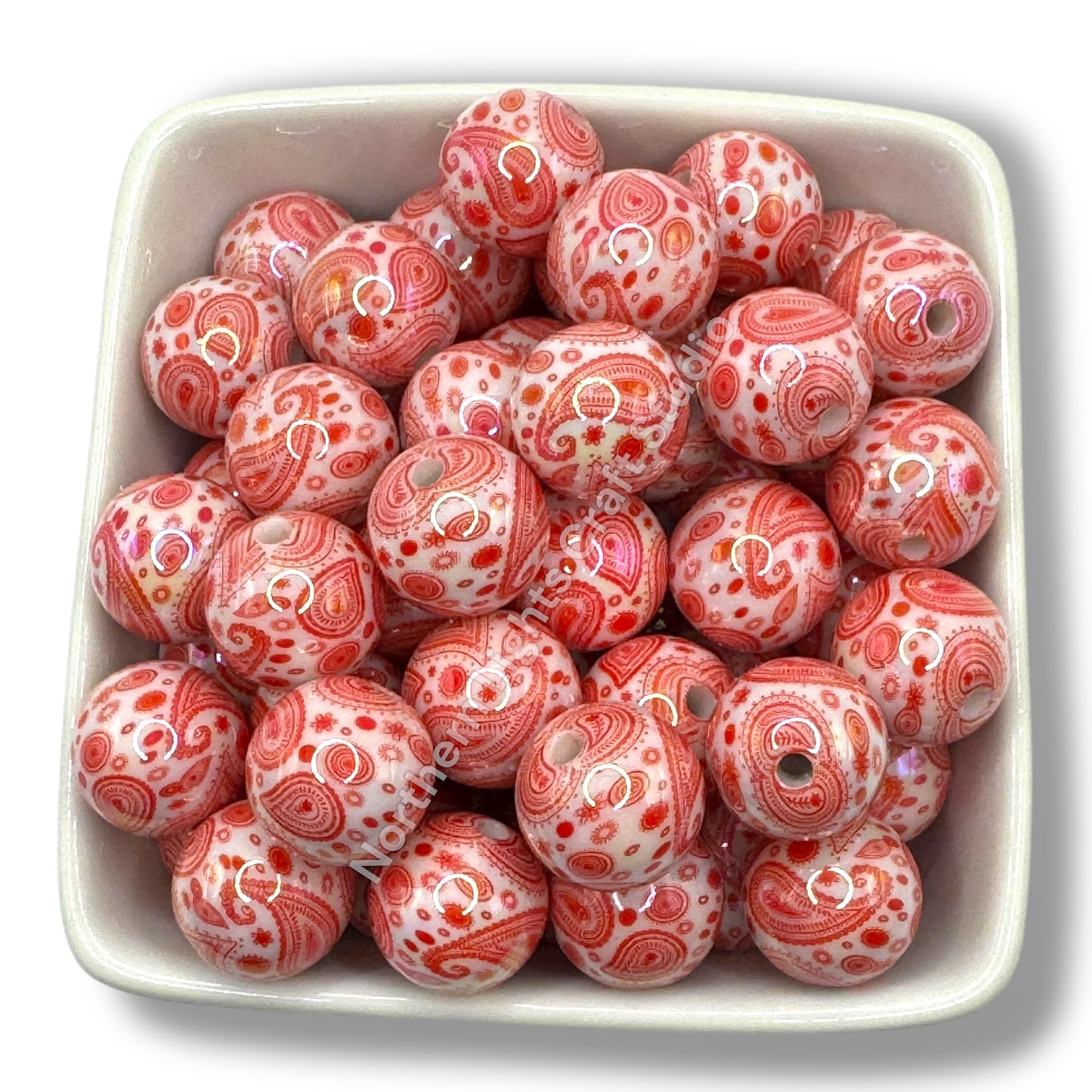 Paisley Bandana Printed 16mm Acrylic Beads - 20pc.