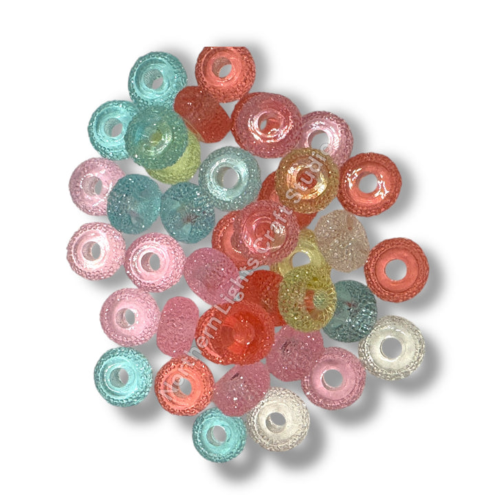 Textured Acrylic Jelly Rondelle Spacer 10pc. - 16mm