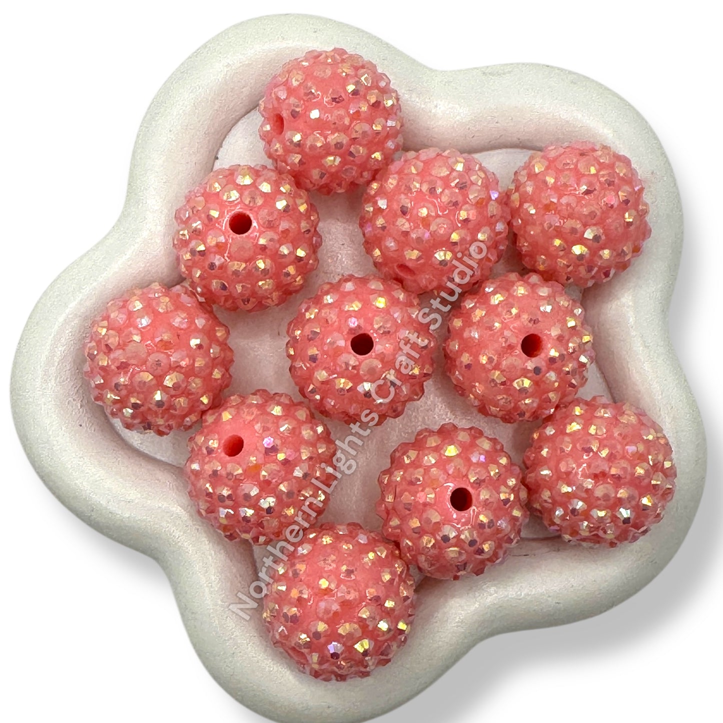 Dark Pink AB 20mm Acrylic Rhinestone Bubblegum Beads - 10pc.