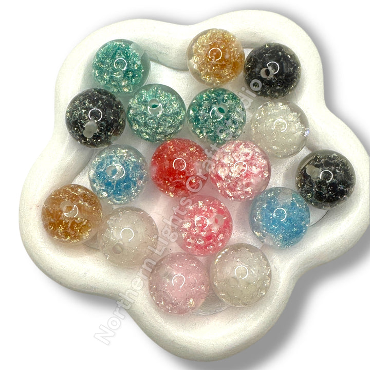 Glitter Honeycomb Luminous Premium Resin 16mm Beads -20pc.