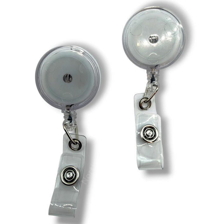 Clear Alligator Clip Retractable Badge Reel with Plastic Snap Tab - 2 pc.
