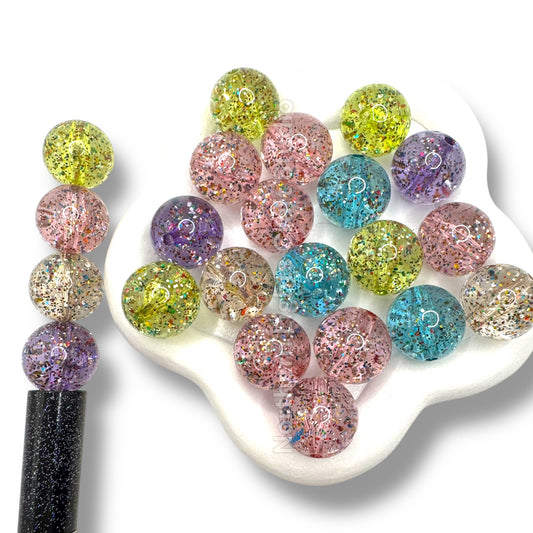 Multi Color Glitter Flake Beads -16mm -20pcs.