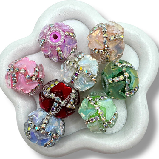 Butterfly Rhinestone Rows Fancy Indian Beads - 2pcs.