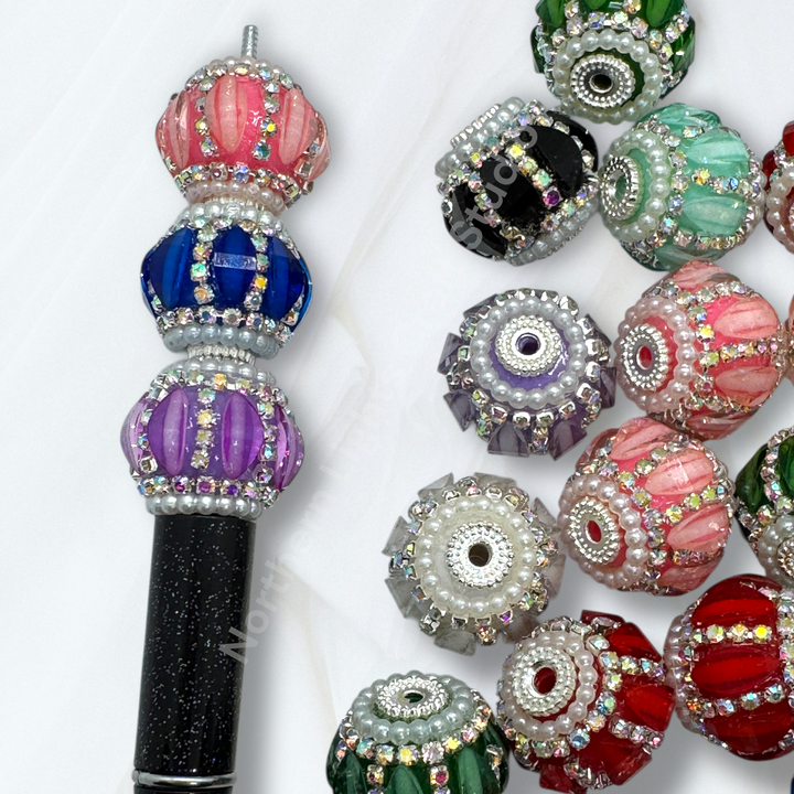Fancy Pumpkin Slice Rhinestone Beads - 9 piece Mix