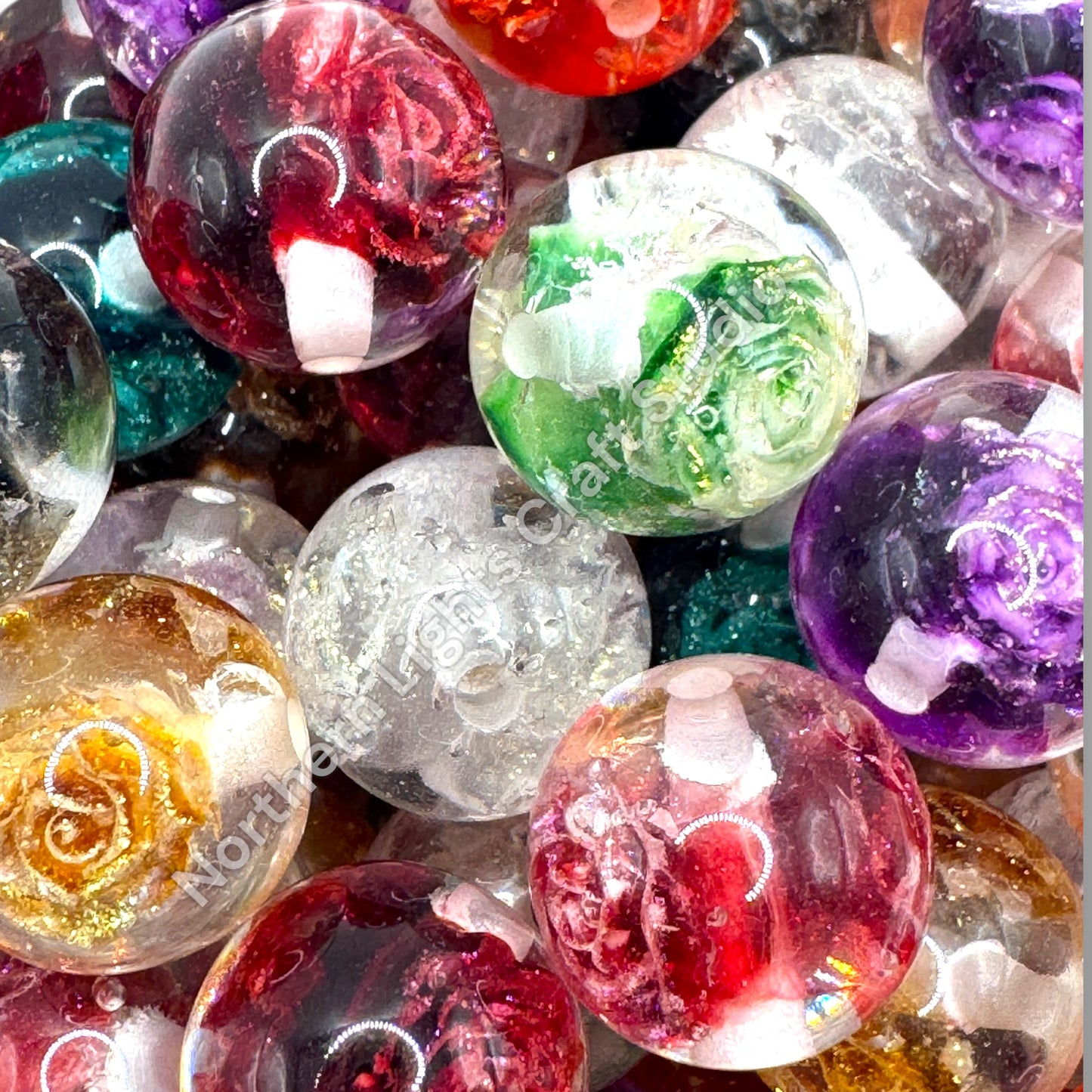 Glitter Rose Luminous Luxury 16mm Bead - 20 pc.