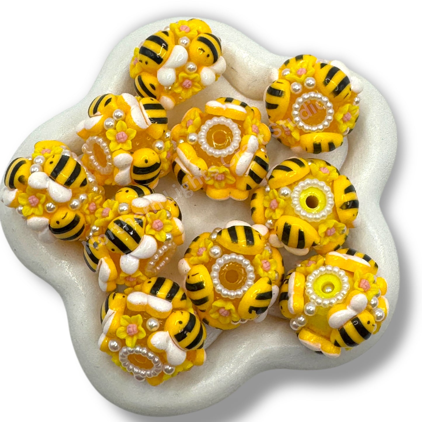 Bee Acrylic Charm Fancy Bead - 2pc.