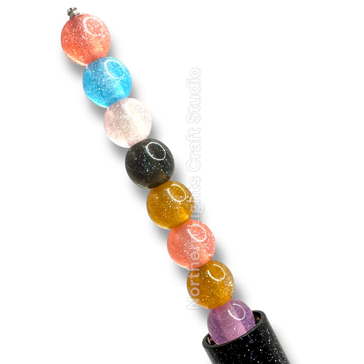 8mm  Glitter Beads - Fits Beadable Pens-50pc.
