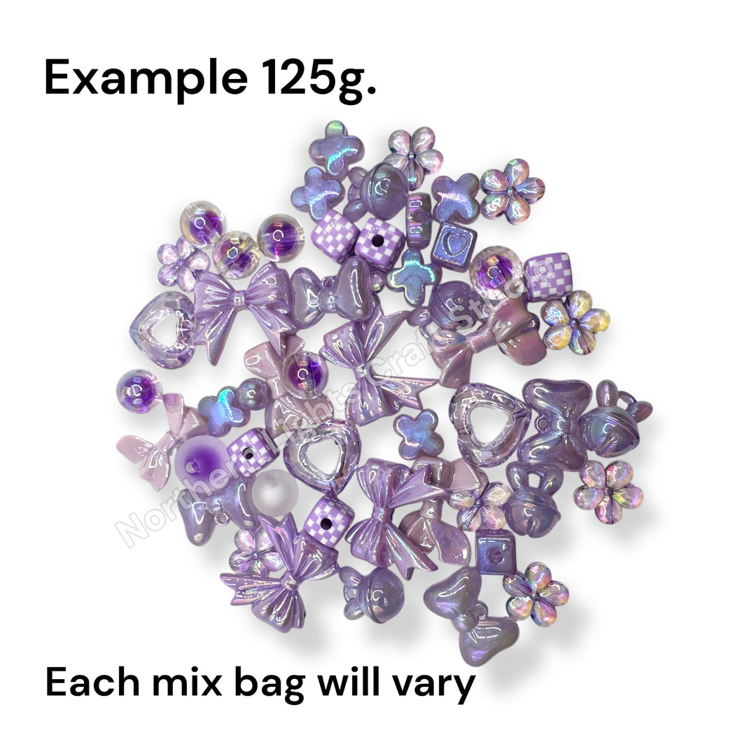 Color Bead and Charm Mixes - 125g. - Perfect for Keychains!