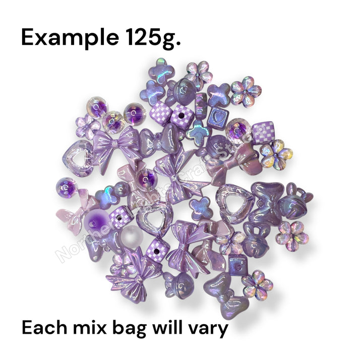 Color Bead and Charm Mixes - 125g. - Perfect for Keychains!