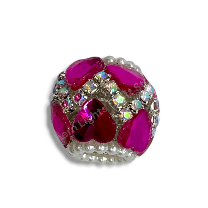 Rhinestone Zig Zag Heart Shape Crystal Fancy Bead - 4pc.