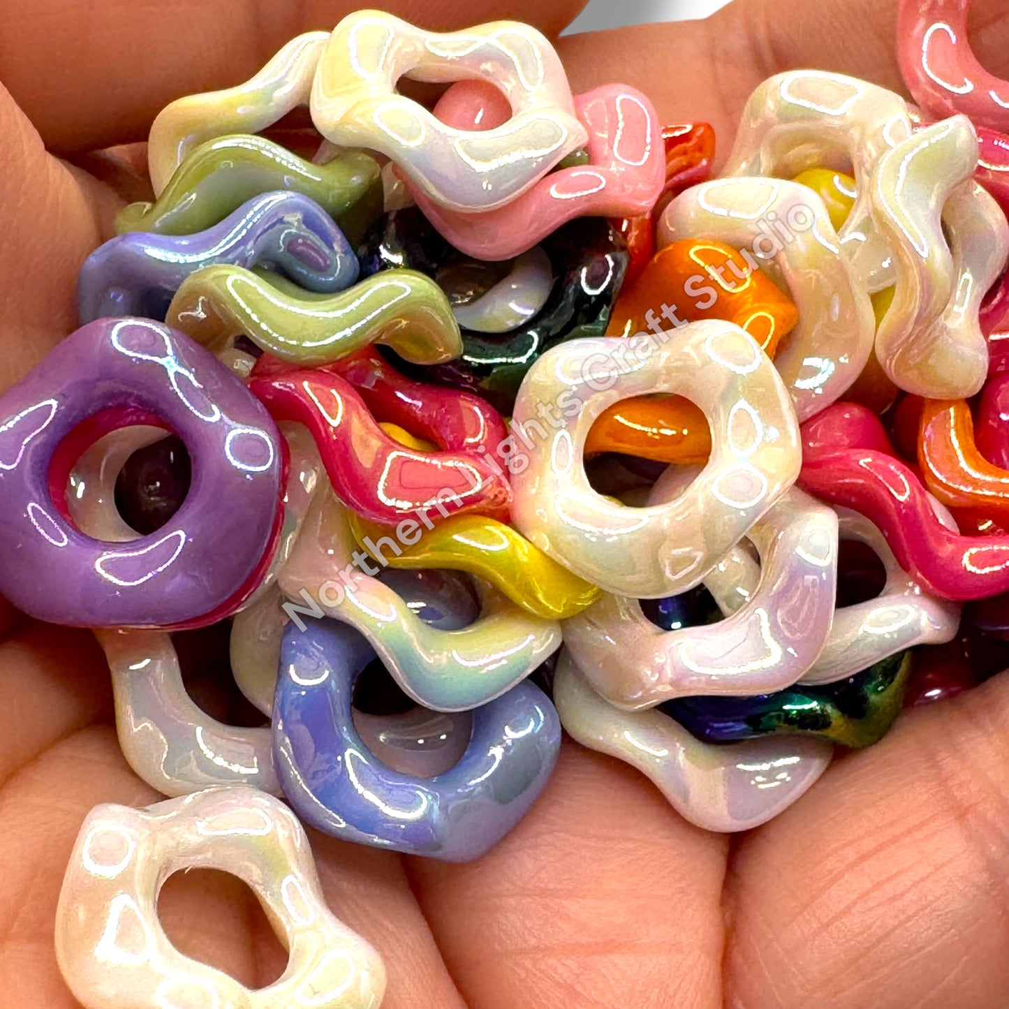 Wavy Spacers 16mm- Matte and UV Finishes - 50 pcs. - Choose Color and Finish