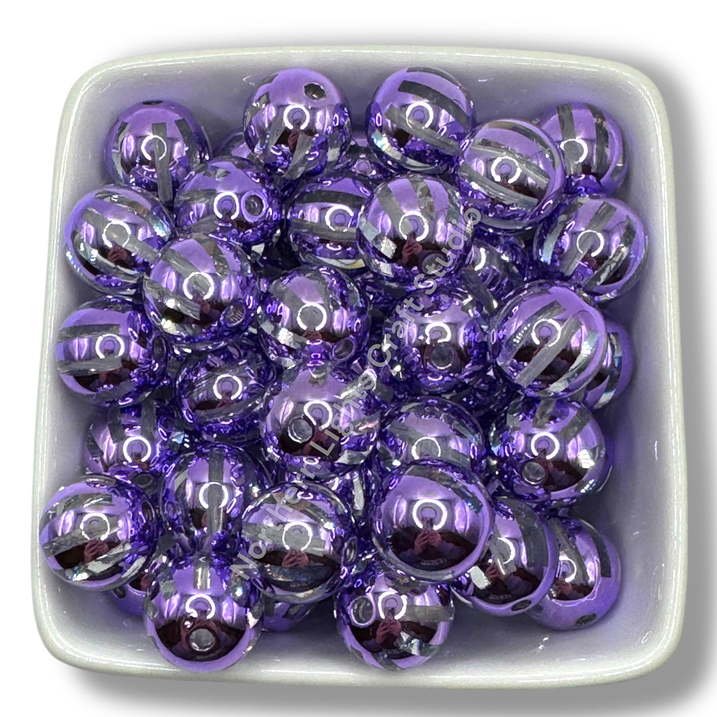 Shiny Striped 16mm Acrylic Beads - 20 pc.