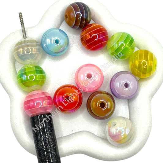 Acrylic UV Color Stripe 16mm Beads - 20pc.